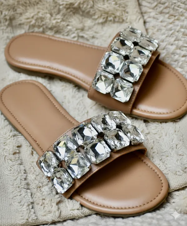 Brown_Polyster_Glimmer-Classic_Flats_For_Women