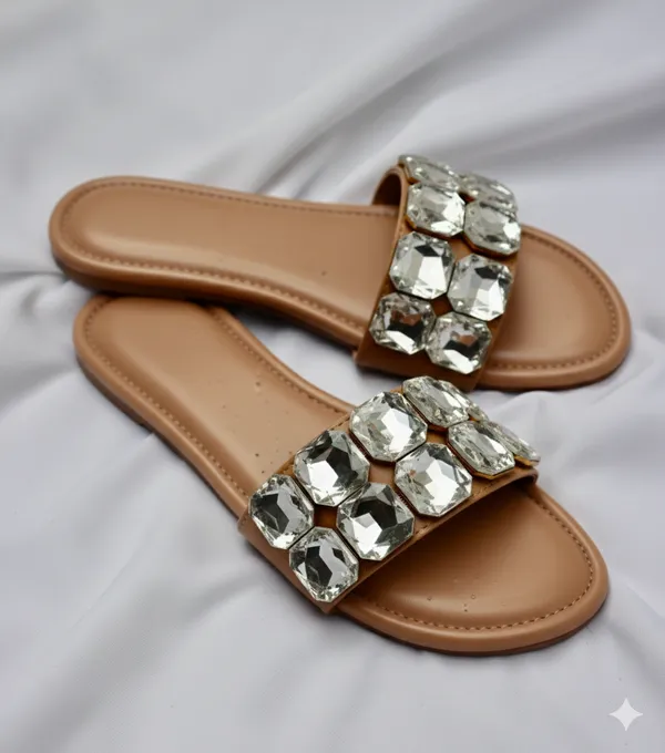 Brown_Polyster_Glimmer-Classic_Flats_For_Women
