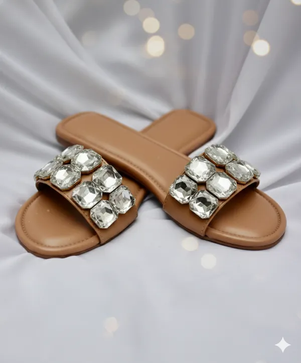 Brown_Polyster_Glimmer-Classic_Flats_For_Women