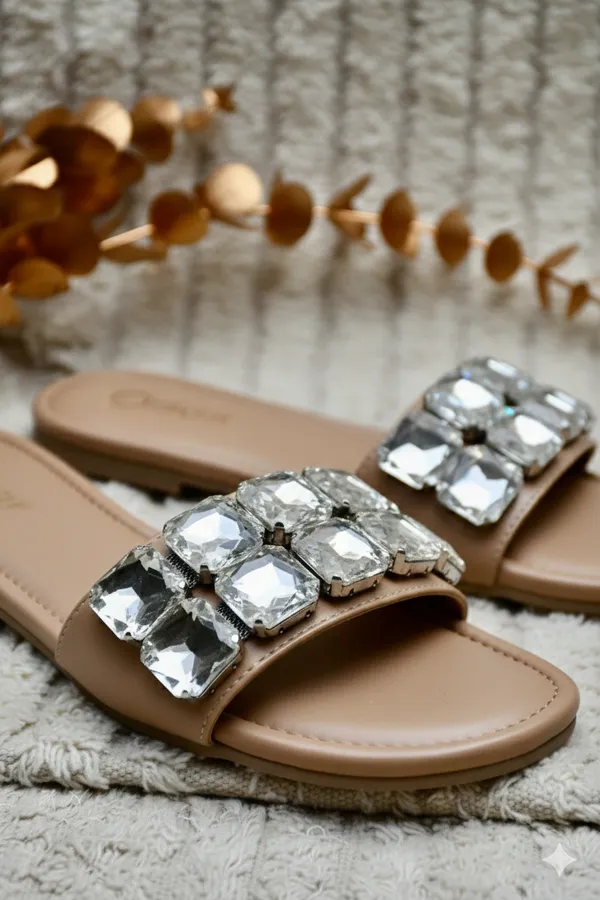 Brown_Polyster_Glimmer-Classic_Flats_For_Women