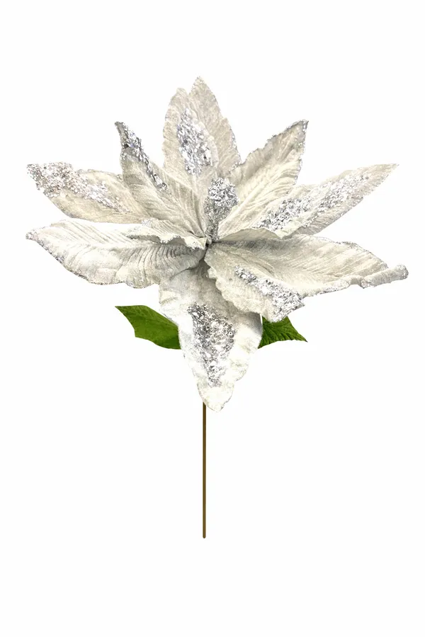 Silver_Grey_Fabric_And_Plastic_And_Glitter_Frosted_Glitter_Poinsettia_For_Home_Decor