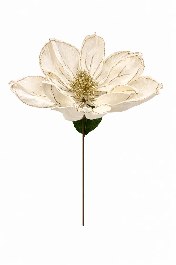 Ivory_Fabric_And_Plastic_And_Glitter_Velvet_Glitter_Flower_For_Home_Decor