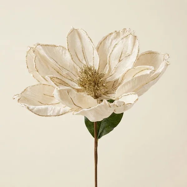 Ivory_Fabric_And_Plastic_And_Glitter_Velvet_Glitter_Flower_For_Home_Decor