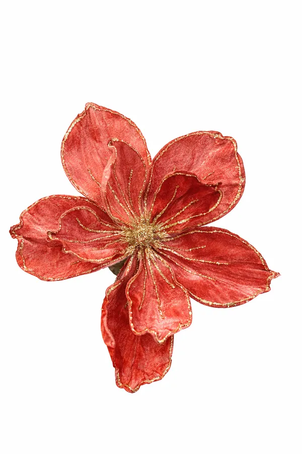 Red_Coral_Fabric_And_Plastic_Glitter_Velvet_Flower_For_Home_Decor