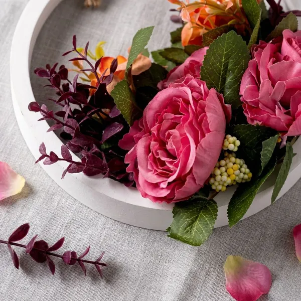 Multicolour_Artificial_Flowers_And_Metal_Hanging_Floral_Ring_Arrangement_For_Home_Decor