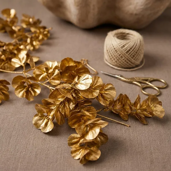 Golden_Artificial_Leaves_And_Wire_Champagne_Leaf_Garland_For_Home_Decor