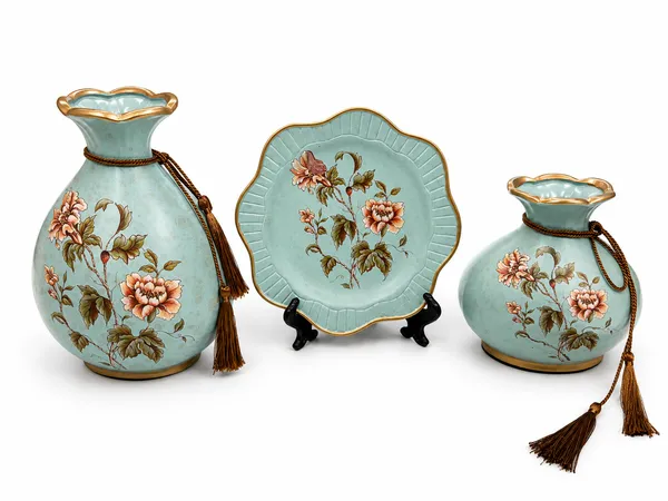 Blue-Green_Floral_Decorative_Jar_Set