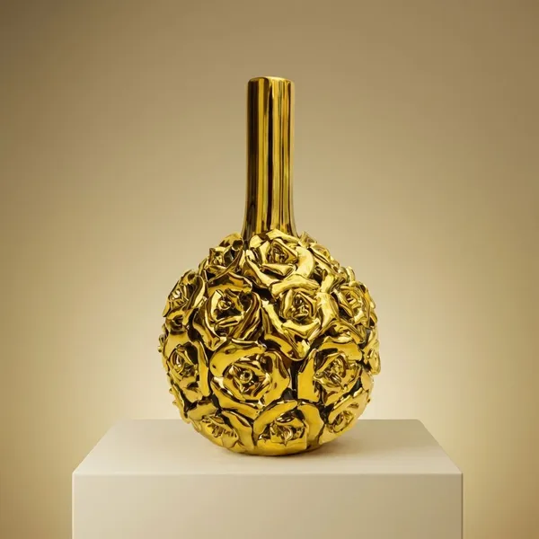Golden_Ceramic_Rose_Textured_Vase_For_Home_Decor