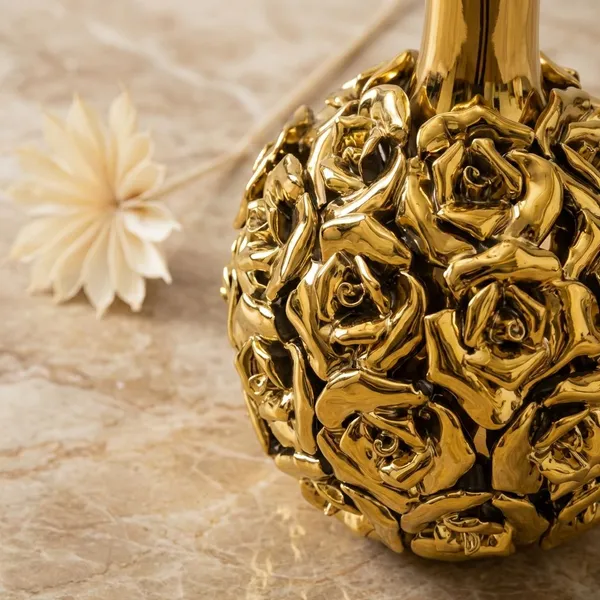 Golden_Ceramic_Rose_Textured_Vase_For_Home_Decor