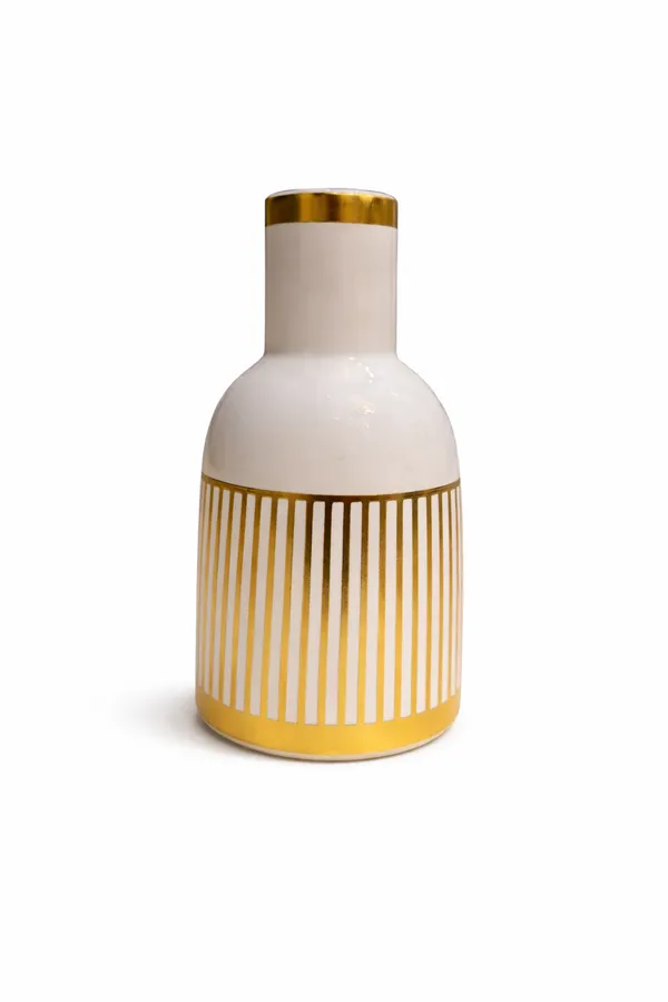 White_And_Golden_Ceramic_Bottle_Vase_Compact_For_Home_Decor