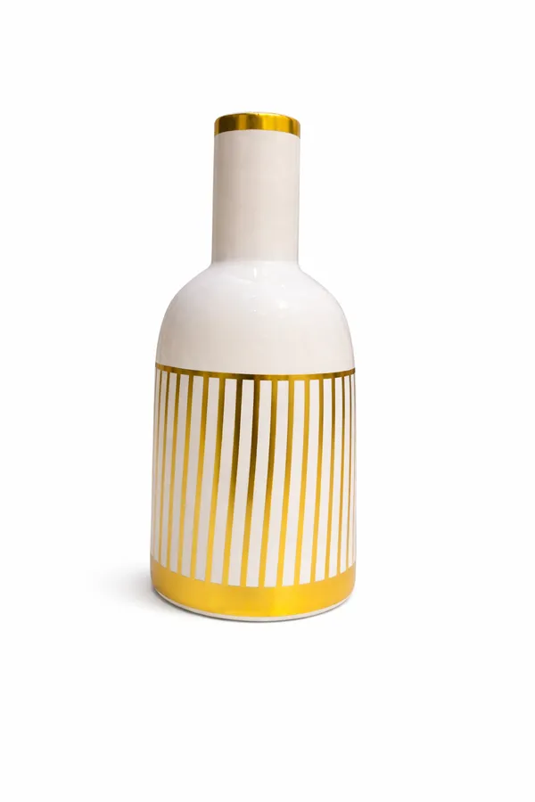 White_And_Golden_Ceramic_Stripe_Bottle_Vase_For_Home_Decor