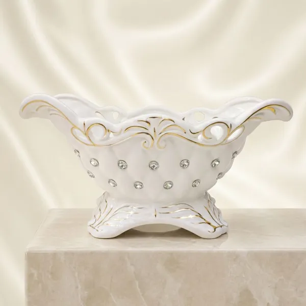 Ivory_Golden_Accents_Ceramic_With_Crystal_Stones_Royal_Pearl_Embellished_Bowl_For_Home_Decor
