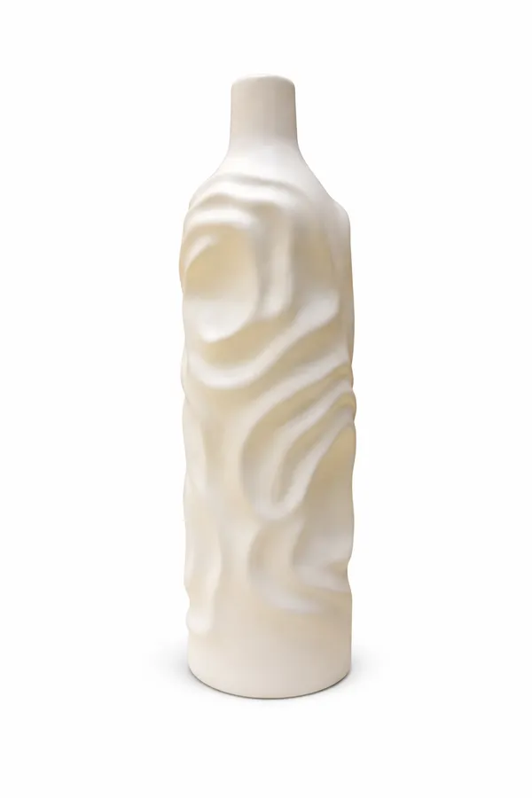 White_Ceramic_Sculpted_Abstract_Bottle_Vase_For_Home_Decor