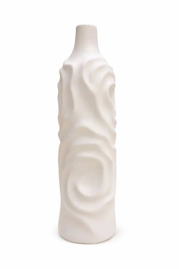 White_Ceramic_Textured_White_Sculpted_Vase_For_Home_Decor