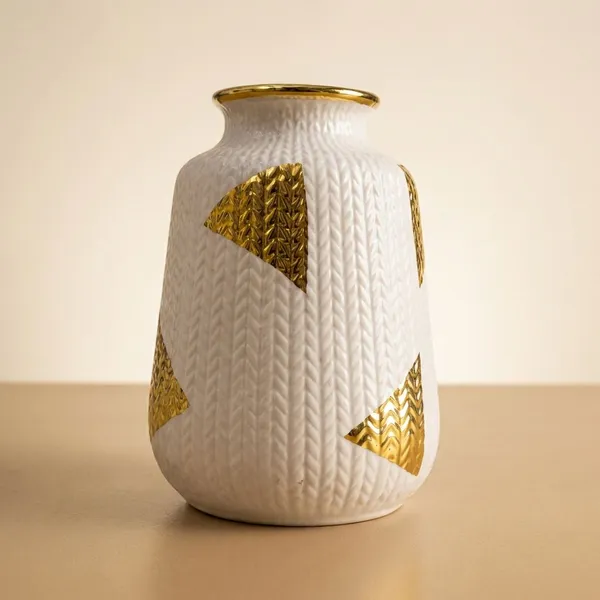 White_And_Golden_Textured_Finish_Ceramic_Vase_Decorative_Ceramic_Vase_For_Home_Decor