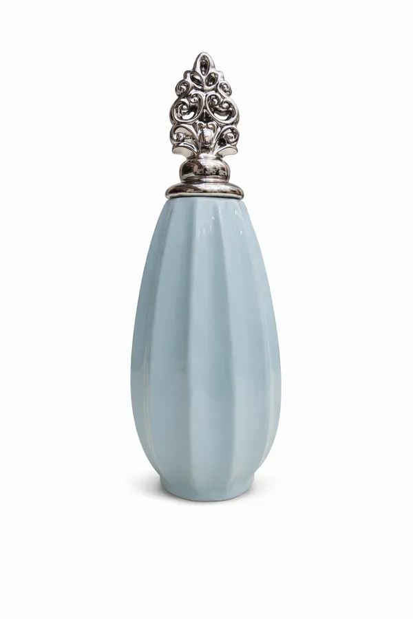 Pastel_Blue_And_Silver_Ceramic_And_Metal_Ceramic_Vase_With_Silver_Crown_Lid_For_Home_Decor