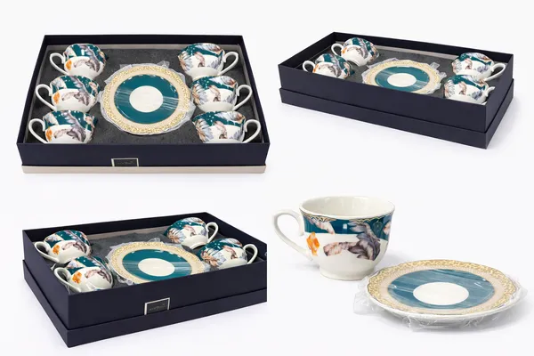 White_And_Green_Ceramic_Green_Leaf_Pattern_Tea_Set_For_Kitchen_Set
