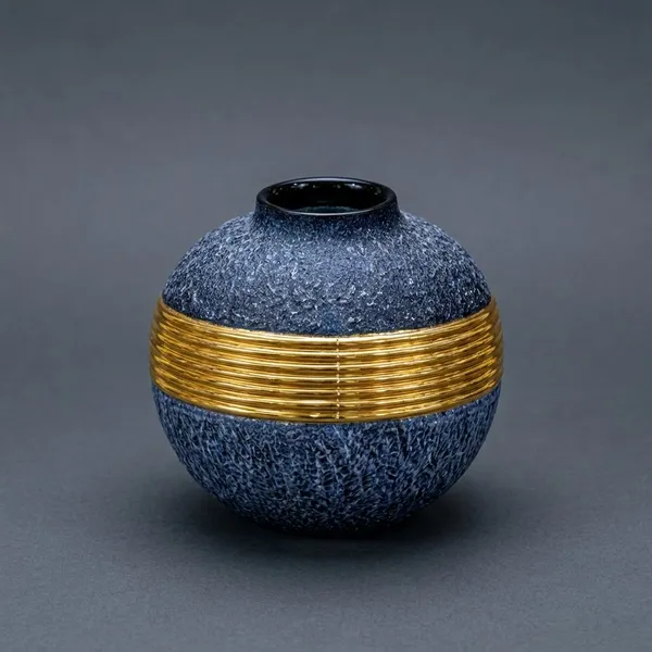 Navy_Blue_And_Golden_Glass_Band_Globe_Glass_Vase_For_Home_Decor