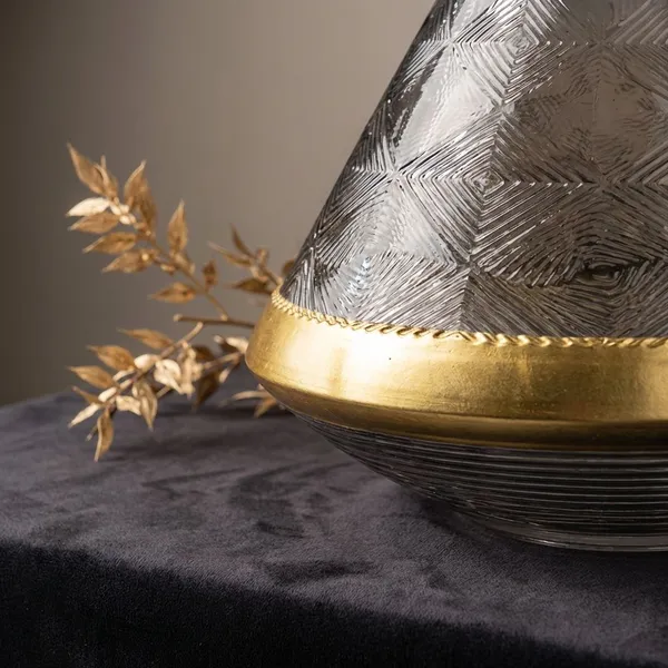 Grey_And_Golden_Rim_Glass_Textured_Glass_Bowl_Vase_For_Home_Decor