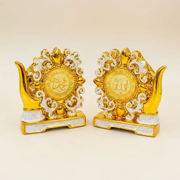 Golden_And_White_Resin_Allah_And_Muhammad_Round_Frame_Set_For_Home_Decor