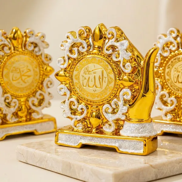 Golden_And_White_Resin_Allah_And_Muhammad_Round_Frame_Set_For_Home_Decor
