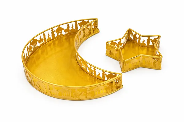 Golden_Metal_Crescent_And_Star_Metal_Tray_Set_For_Home_Decor