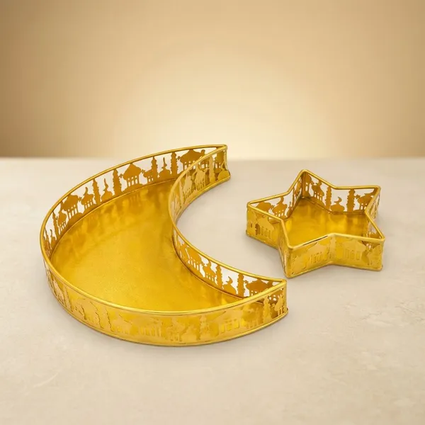 Golden_Metal_Crescent_And_Star_Metal_Tray_Set_For_Home_Decor