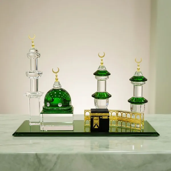 Green_And_Golden_Crystal_And_Metal_Mini_Masjid_Crystal_Decor_Set_For_Home_Decor