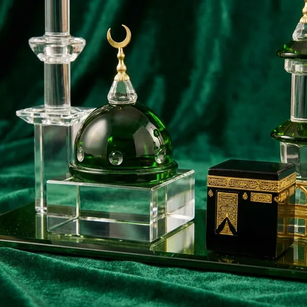 Green_And_Golden_Crystal_And_Metal_Mini_Masjid_Crystal_Decor_Set_For_Home_Decor