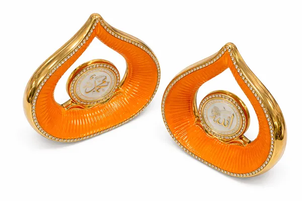 Golden_And_Orange_Resin_And_Metal_Allah_And_Muhammad_Teardrop_Showpiece_Set_For_Home_Decor