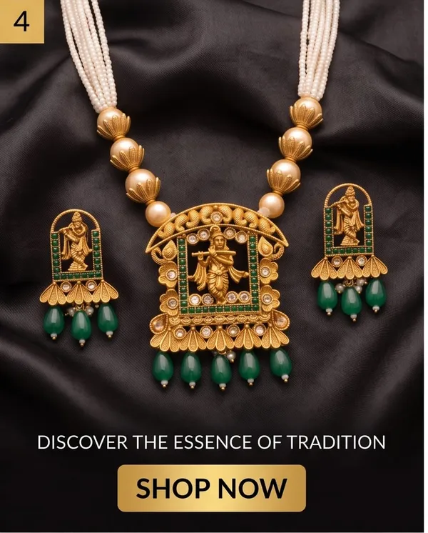 Temple_Jewellery_With__Krishna_Pendant_and_Earring_Set