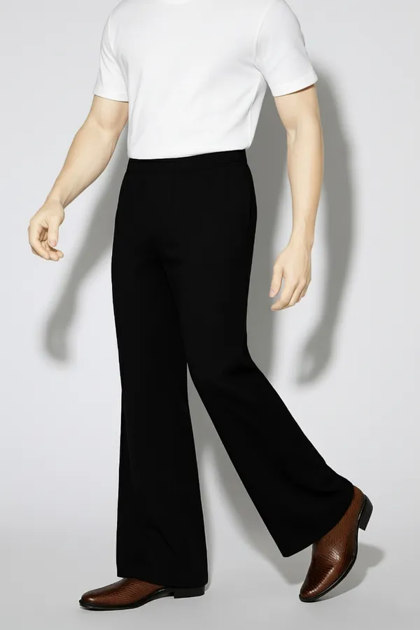 Black_Polyester_Fashionable_&_Trendy_Solid_Bell_Bottom_Pant_For_Men