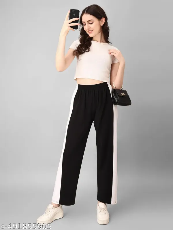 Black_Polyester_Fashionable_&_Trendy_Regular_Fit_Trouser_For_Women