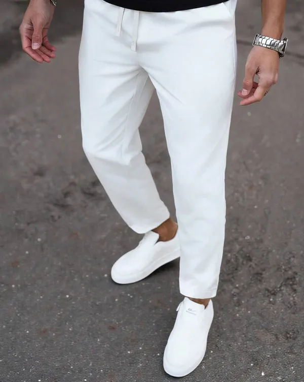 White_Lycra_Fashionable_&_Trendy_Solid_Track_Pant_For_Men