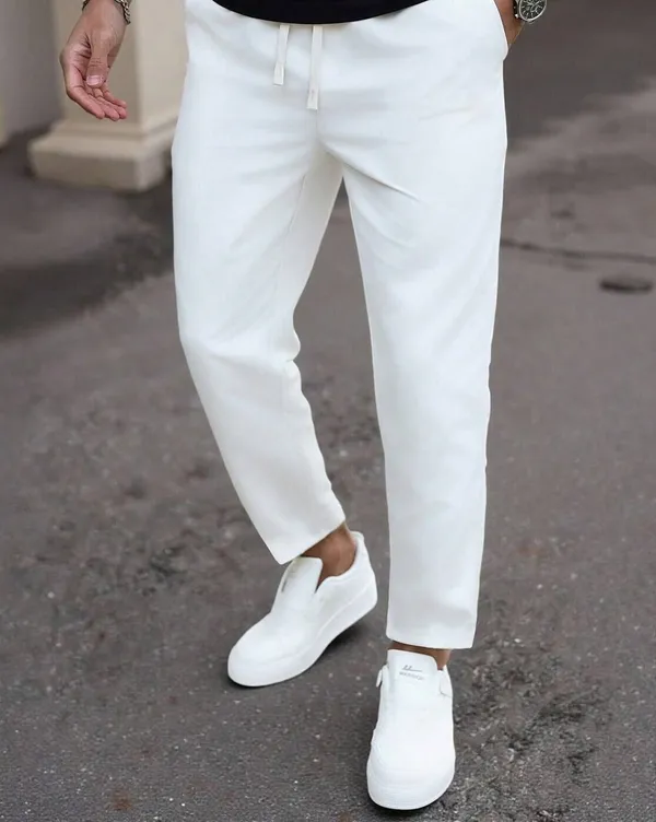 White_Lycra_Fashionable_&_Trendy_Solid_Track_Pant_For_Men