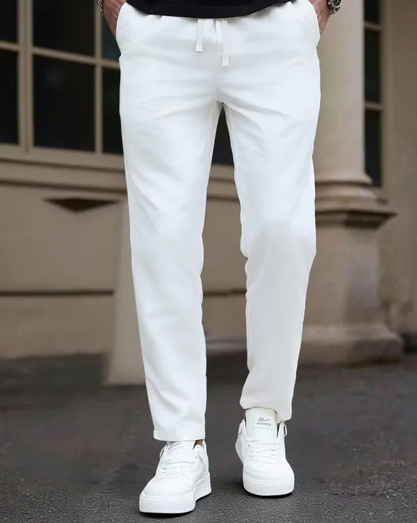 White_Lycra_Fashionable_&_Trendy_Solid_Track_Pant_For_Men