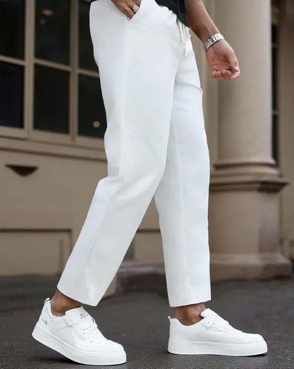 White_Lycra_Fashionable_&_Trendy_Solid_Track_Pant_For_Men
