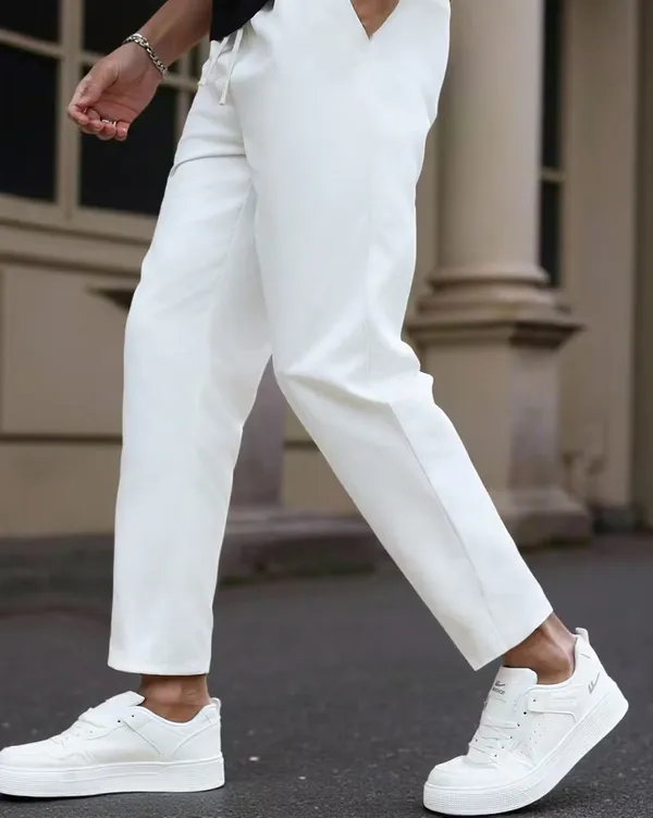 White_Lycra_Fashionable_&_Trendy_Solid_Track_Pant_For_Men