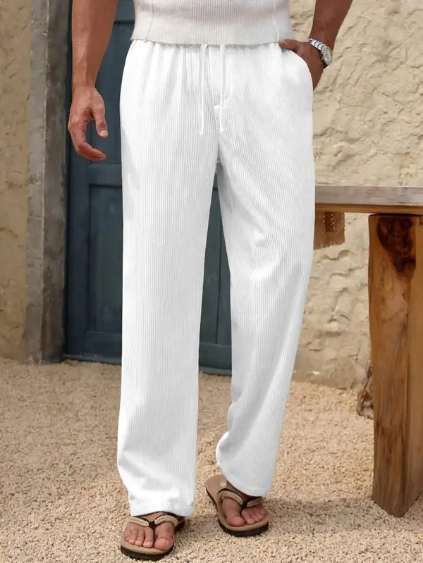 White_Polyester_Fashionable_&_Trendy_Straight_Fit_Lounge_Pant_For_Men