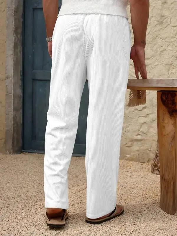 White_Polyester_Fashionable_&_Trendy_Straight_Fit_Lounge_Pant_For_Men