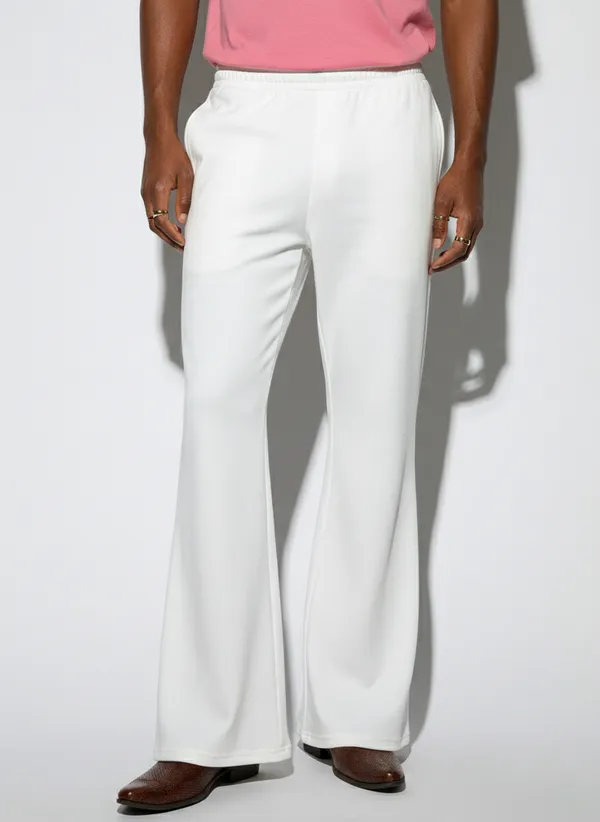White_Polyester_Fashionable_&_Trendy_Solid_Bell_Bottom_Pant_For_Men
