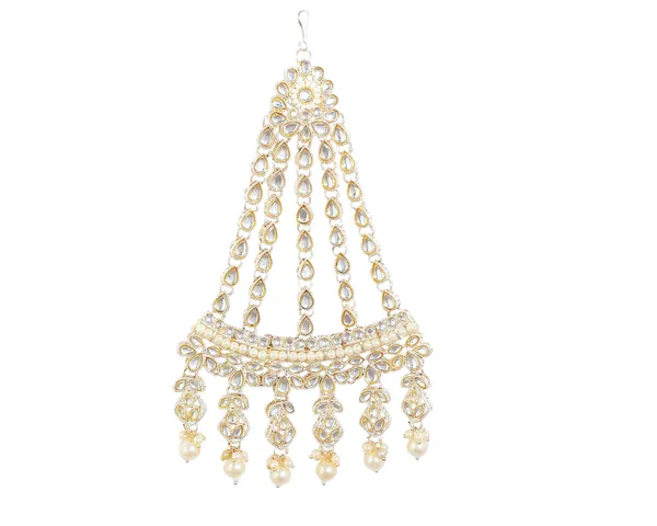 White_&_Light_Gold_Elegant_Design_Passajhoomar_Mangtika_For_Women