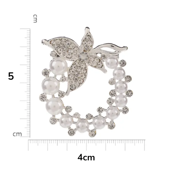White_&_Silver_Elegant_Design_Designer_Metal_Brooch_For_Women