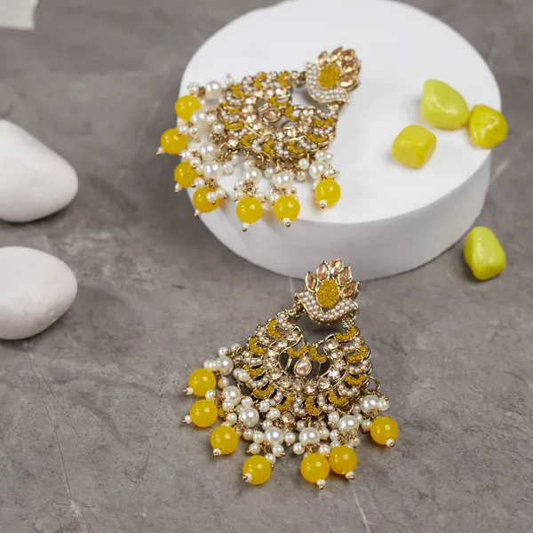 Yellow_Elegant_Design_Earrings_Chandbali_Earrings_Afgani_Style_Earrings_For_Women