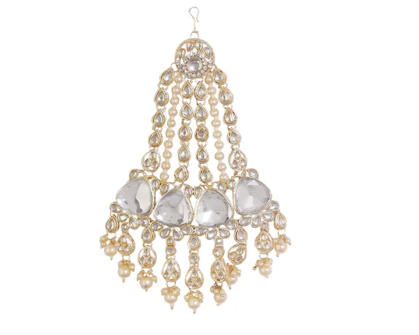 White_&_Light_Gold_Elegant_Design_Passajhoomar_Mangtika_For_Women