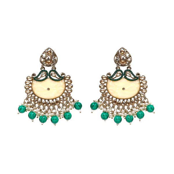 Green_Elegant_Design_Earrings_Chandbali_Earring_For_Women