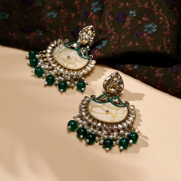 Green_Elegant_Design_Earrings_Chandbali_Earring_For_Women