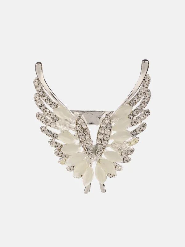 White_&_Silver_Elegant_Design_Designer_Metal_Brooch_For_Women