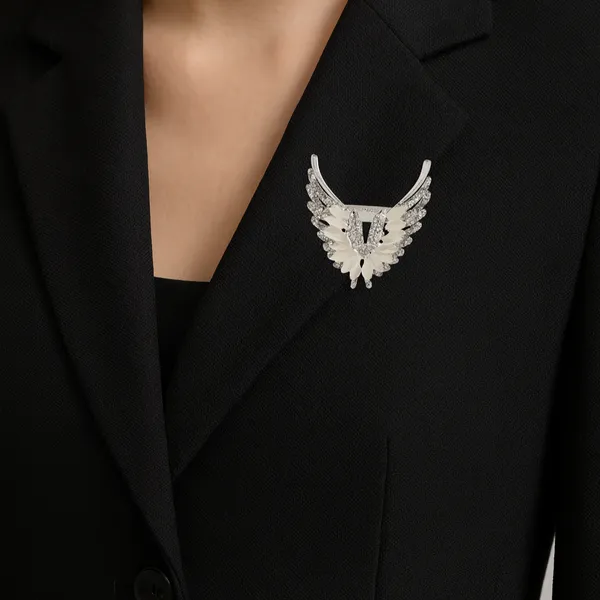 White_&_Silver_Elegant_Design_Designer_Metal_Brooch_For_Women