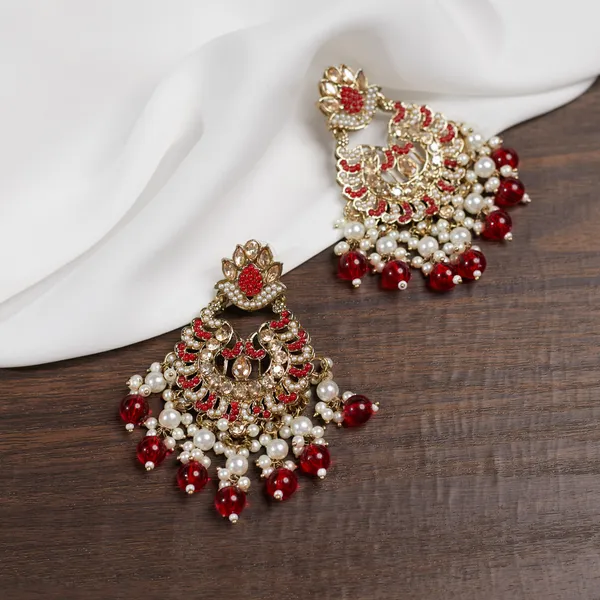 Maroon_Elegant_Design_Earrings_Chandbali_Earrings_Afgani_Style_Earrings_For_Women